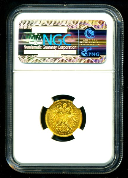 1909 AUSTRIA GOLD COIN 10 CORONA * VARIETY NGC CERTIFIED GENUINE 