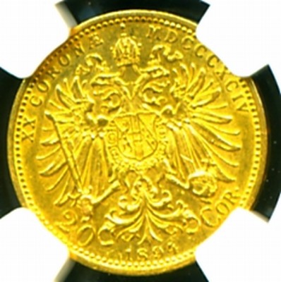 1894 Austria Gold Coin 20 Corona Krone NGC RARE Gem  