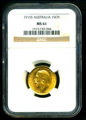 1915 S AUSTRALIA GOLD COIN SOVEREIGN * NGC MS 61 RARE  