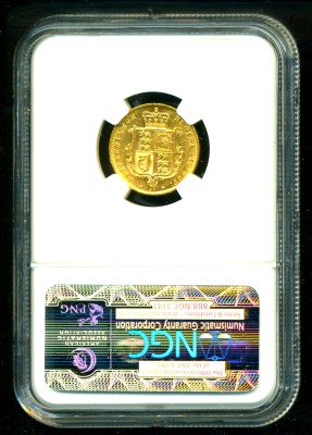 1877 VICTORIA GOLD COIN HALF 1/2 SOVEREIGN DIE # 47 NGC  