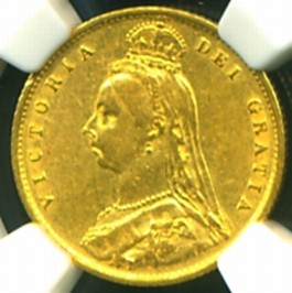 VEILED VICTORIA GOLD COIN 1/2 SOVEREIGN obverse