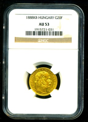 1888 AUSTRIA HUNGARY GOLD COIN 20 FRANCS 8 FT * NGC CERTIFIED GENUINE 