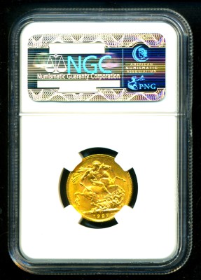 1927 SA S.AFRICA G V GOLD COIN SOVEREIGN NGC CERTIF GENUINE GRADED MS 