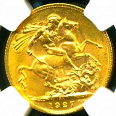 1927 SA S.AFRICA G V GOLD COIN SOVEREIGN NGC CERTIF GENUINE GRADED MS 